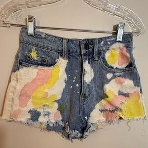 BDG pastel bleach & dyed distressed cutoff denim shorts 24”